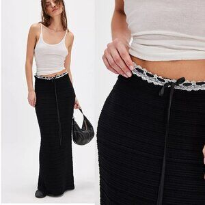 FOR LOVE AND LEMONS MAYFAIR CROCHET BLACK MAXI SKIRT SIZE S